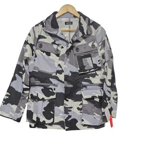 Zadig & Voltaire Black And Gray Kola Camo Jacket Womens Size Small